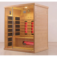Infrared Sauna Cabin Built for Therapeutic Heat, Nordic Spruce Wood, Multi-Panel Heating, Glass Door