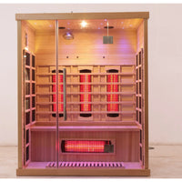 Infrared Sauna Cabin Built for Therapeutic Heat, Nordic Spruce Wood, Multi-Panel Heating, Glass Door
