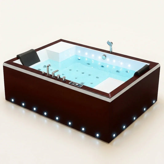 Dual-Occupancy Hot Tub Built for Luxury Relaxation, 28 Hydrotherapy Jets, LED Lighting, Digital Controls — Studio Shot