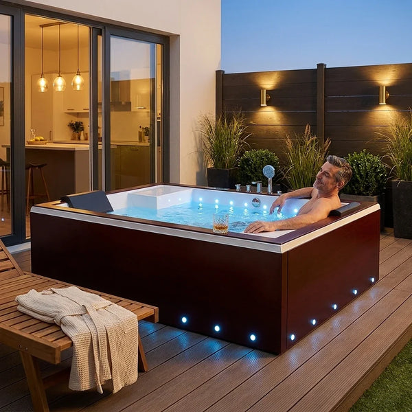 Dual-Occupancy Hot Tub Built for Luxury Relaxation, 28 Hydrotherapy Jets, LED Lighting, Digital Controls